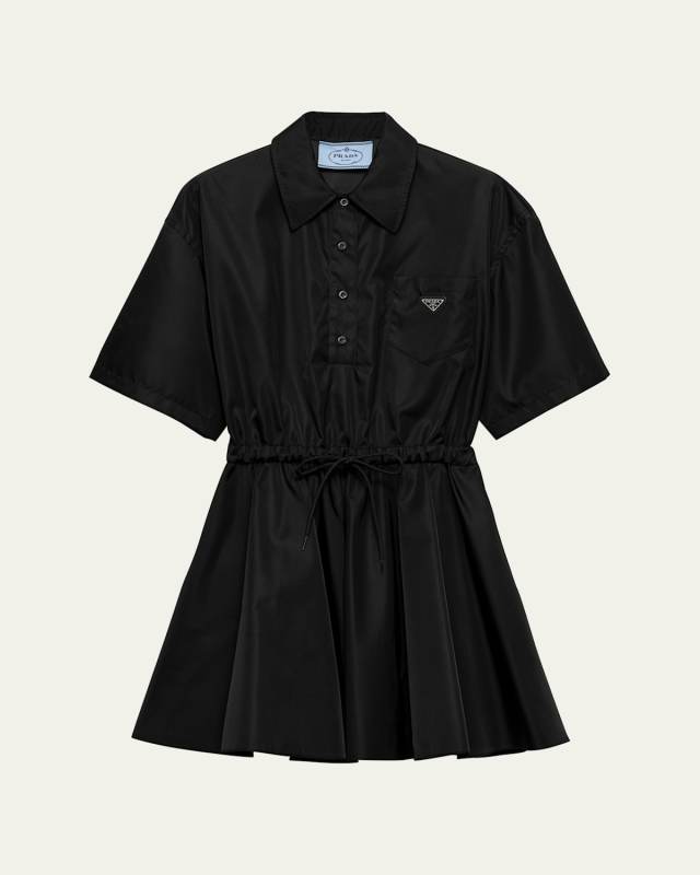 Re-Nylon Drawstring Fit-Flare Mini Dress